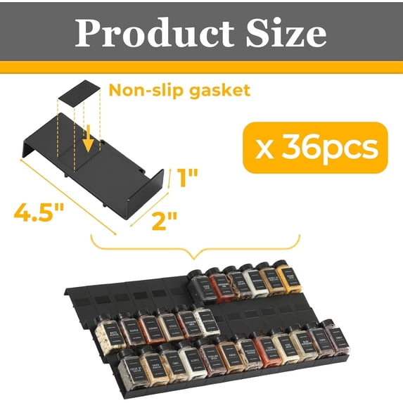 WEGOLY-Spice Drawer Organizer Expandable 36 PCS, Fits 2
