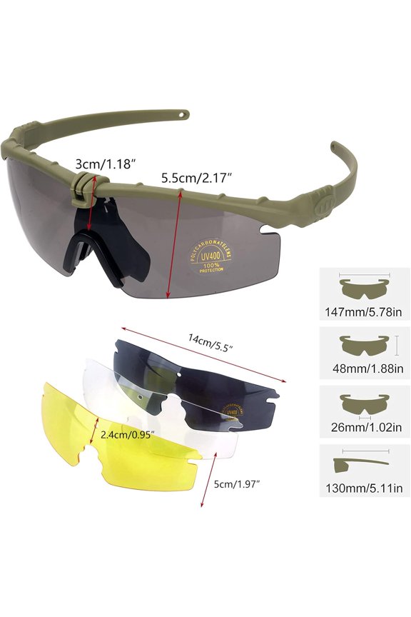 -Sports Goggles Anti Fog Glasses Sunglasses with 3 Interchangeable Lens