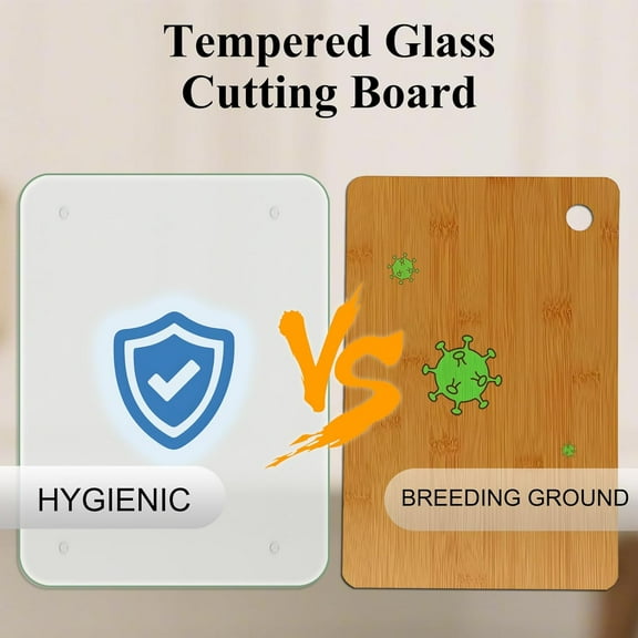 WEGOLY-Tempered Glass Cutting Board for Kitchen, 16 x 20 Inch Clear Cutting Board with Non-Slip Feet for Countertop, Dishwasher Safe, Rounded Corner Board, Shatter, Heat & Scratch Resistant-Clear
