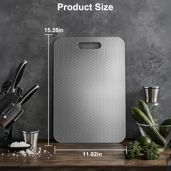 WEGOLY-Titanium Cutting Board, 100% Pure Titanium Cutting Boards for kitchen, Double Sided Chopping Board with Non-Slip Mat for Meat Cheese Vegetable (15.7"L x 11"W)