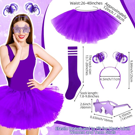 WEGOLY-Tutus Set for Women 80s Party 5 Layered Tutu Skirt Costume Accessories Set with Headband, Sunglasses for Party