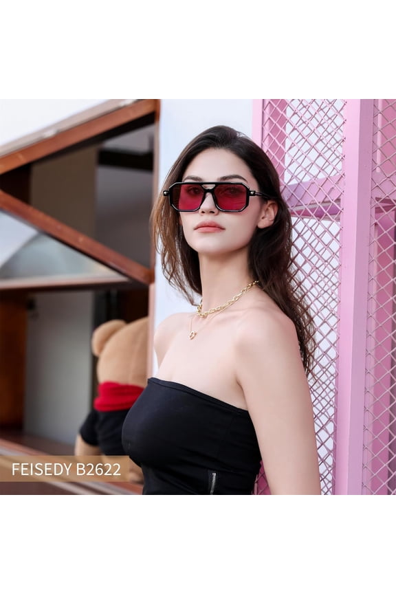 -Vintage Square 70s Flat Aviator Sunglasses Women Men Classic Retro Stylish Frame UV400 Sunglasses B2622