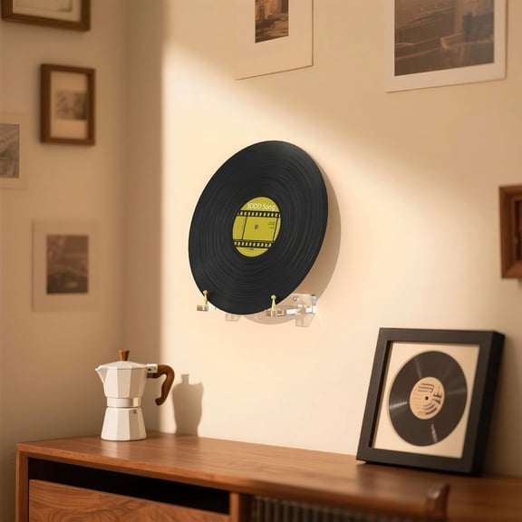 WEGOLY-Wall-Mount Acrylic Display Shelf for Plates, Acrylic Plate Stand with Adjustable Display Angle, Ideal Hanger for 6-16 Inch Plates, Picture Frames, Bowl, Certificate, Artwork, Gold Pegs - 1 Pa