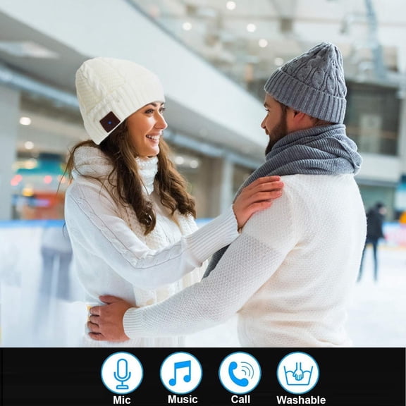 WEGOLY-Wireless Music Hat Men Women Beanie Girls Hat Over Ear Headset Sports Stereo Headphone with Microphone Speaker Womens Beanie Cap