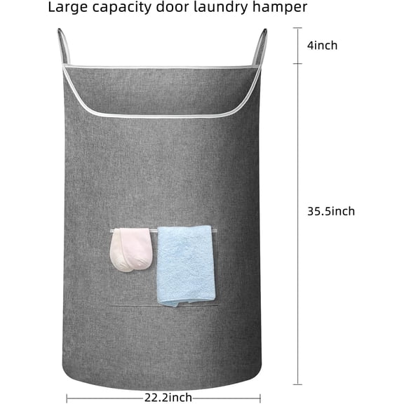 WEGOLY-X-Large Door Hanging Hamper Bag,2 Pack Large Capacity Hanging Laundry Hamper Basket with Wide Opening Dirty Clothes Laundry Hamper Storage Bag Size 35X22inch(Grey-2Pack)