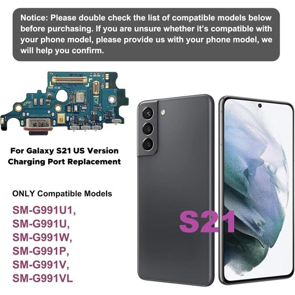 WEGOLY-for Galaxy S21 Charging Port Dock Board Replacement Kit, Only for S21 US Variants SM-G991U/U1/W Series
