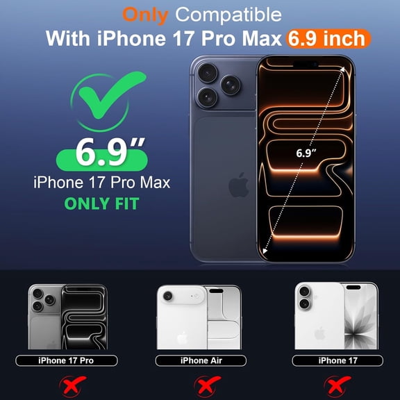 WEGOLY-for iPhone 17 Pro Max Case Waterproof, Built-in Lens & Screen Protector, Full Heavy Duty Protection, 12FT Military Shockproof, Dustproof, Anti-Scratched Phone Case,Black/Clear