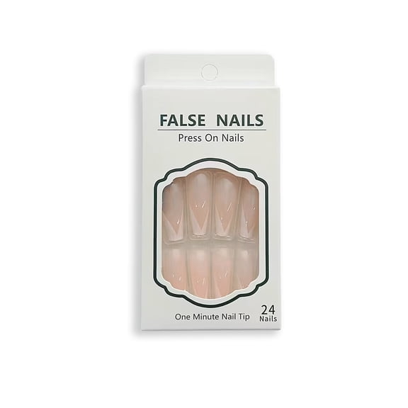 WEGORE Daily Press-On Nails V-French Pure White Long Coffin 24 Count
