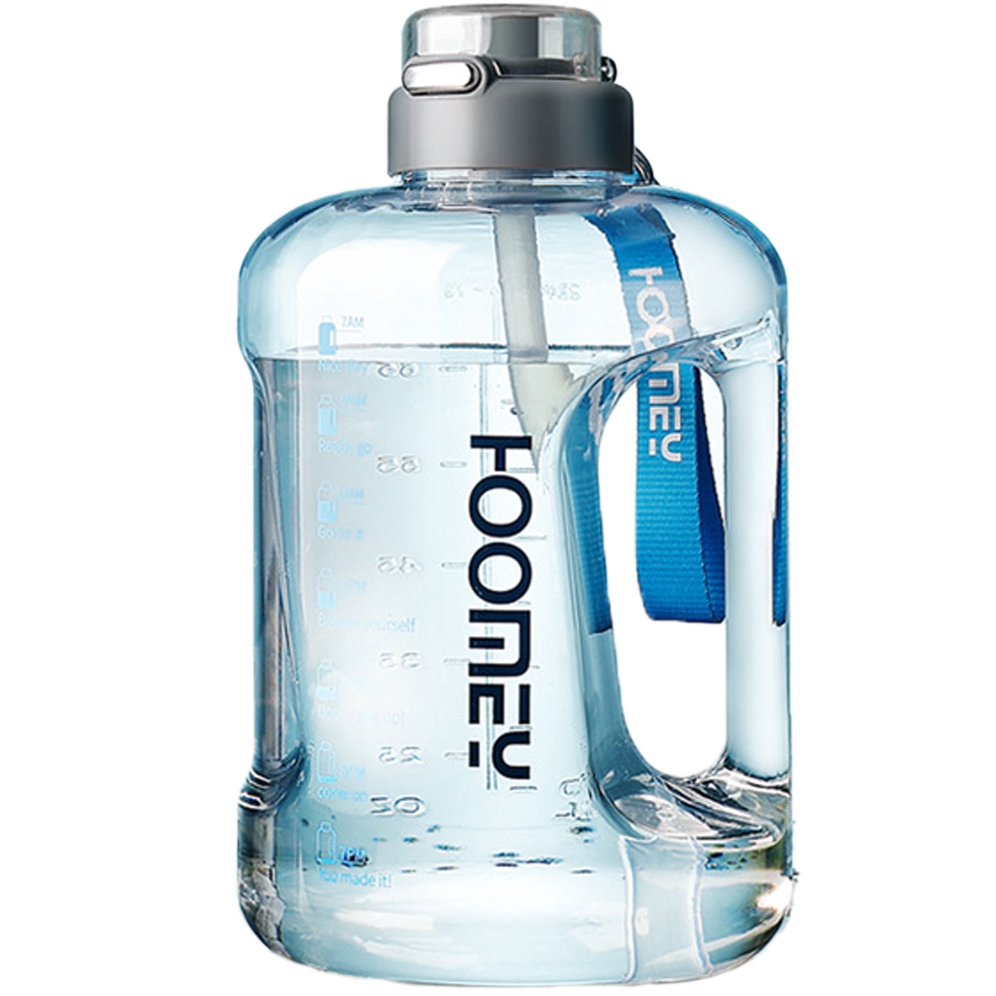 WEHUSE 50 oz Water Bottle with Time Marker - Straw & Chug Lid - BPA Free Gym Water Bottle with Straw - Big Gallon Jug