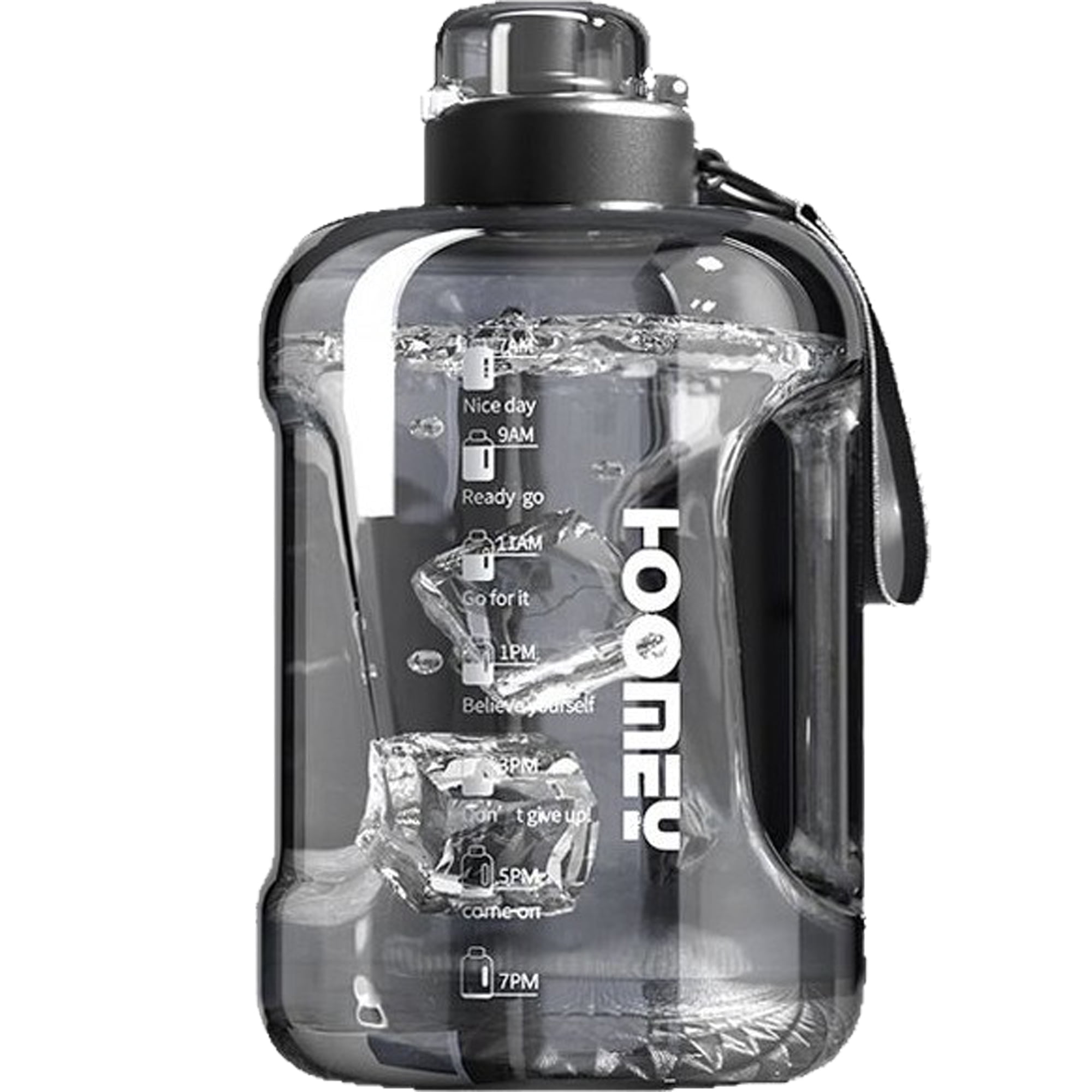 WEHUSE 50 oz Water Bottle with Time Marker - Straw & Chug Lid - BPA Free Half Gallon Gym Water Bottle with Handle - Big Gallon Jug