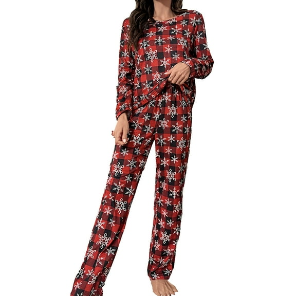WEHUSE Christmas Pajamas Womens Long Sleeve Sleepwear Holiday Matching Pjs Comfy Long Pants Lounge Set