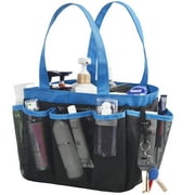 WEHUSE Mesh Shower Caddy Basket, 8 Large Pockets Quick Dry Shower Tote Bag, Portable Bathroom Caddy for College Dorm, Blue