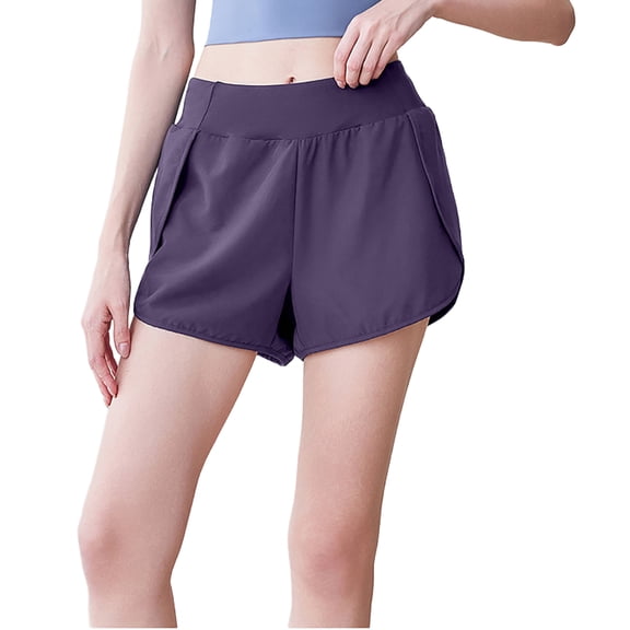 WEHUSE Mid Waisted Dolphin Athletic Shorts for Women, Lightweight High Split for Gym Workout with Liner Quick Dry