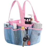 WEHUSE Portable Shower Caddy Mesh Bag, College Dorm Bathroom Caddy with Key Hook and 7 Pockets, Quick Dry Mesh Shower Basket Tote for Camp Gym