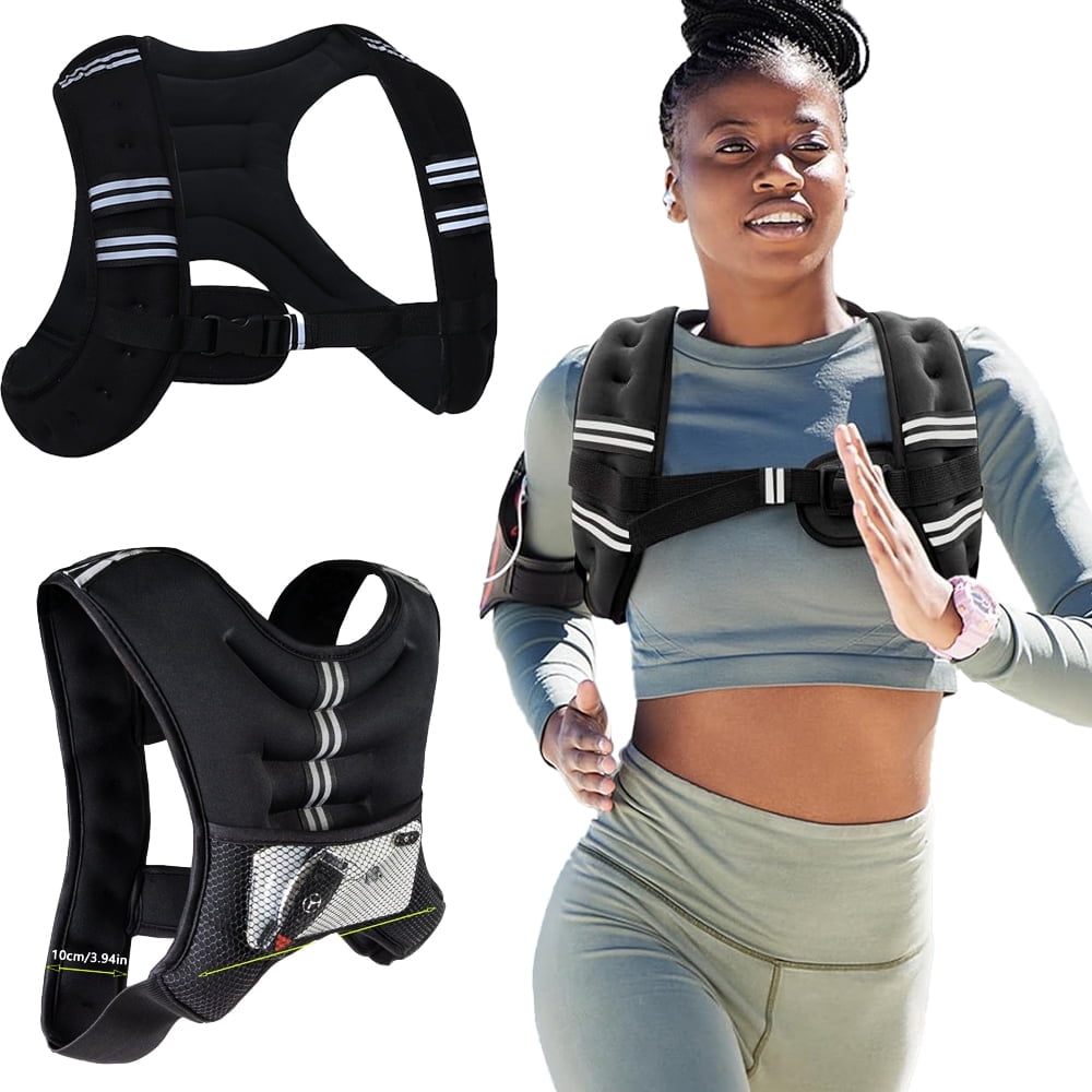 WEHUSE Weighted Vest, 6lb Weight Vest with Reflective Stripe for Workout, Strength Training, Running, Fitness, Muscle Building, Weight Loss, Weightlifting