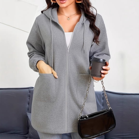 WEHUSE Women's Casual Full Zip Up Hoodie Sweatshirt Jacket Coat with Pockets