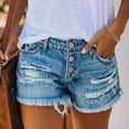 thumbnail image 1 of WEHUSE Women's Casual Summer Denim Shorts Mid Waisted Stretchy Ripped Jean Shorts with Pockets, 1 of 4