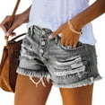thumbnail image 1 of WEHUSE Women's Casual Summer Denim Shorts Mid Waisted Stretchy Ripped Jean Shorts with Pockets, 1 of 5