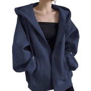 WEHUSE Womens Drawstring Zip Up Cute Hoodies Fall Jacket Oversized Casual Sweatshirts with Pocket