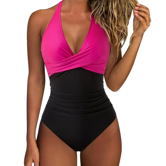 WEHUSE Women's One Piece Swimsuits Tummy Control Cutout High Waisted Bathing Suit Wrap Tie Back 1 Piece Swimsuit