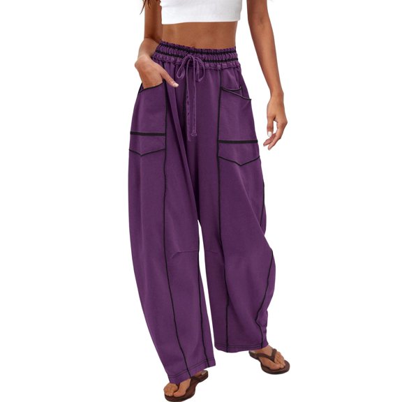 WEHUSE Womens Barrel Sweatpants High Waisted Wide Leg Pants Drawstring Athletic Baggy Pants Lounge Sweats