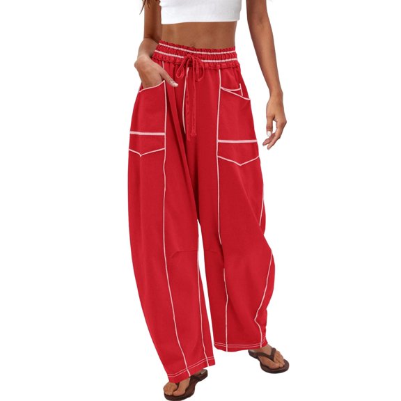 WEHUSE Womens Barrel Sweatpants High Waisted Wide Leg Pants Drawstring Athletic Baggy Pants Lounge Sweats