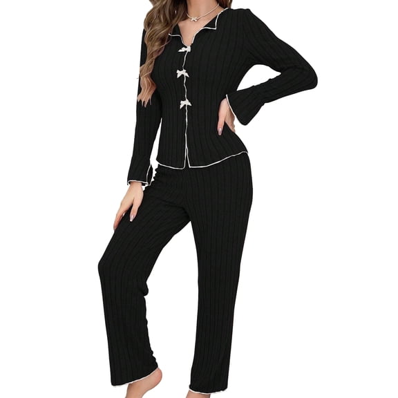 WEHUSE Womens Pajamas Sets Long Sleeve Lounge Warm Sleepwear 2 pieces Fall Clothes