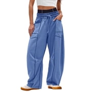WEHUSE Womens Wide Leg Sweatpants High Waisted Baggy Pants Fashion Teen Girl Drawstring Athletic Joggers