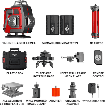 WEIDDW 4D 16 Lines Professional Lazer Level L 360 Self Leveling 4x360 °   Cross Line Laser with Tripod Nivel Laserfor Build Tools