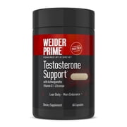 Weider Prime Testosterone Support - Men s Vitality Formula with KSM-66 Ashwagandha, Zinc & BioPerine - Supports Lean Muscle & Healthy Testosterone Levels for Men - Gluten-Free - 60 Capsules