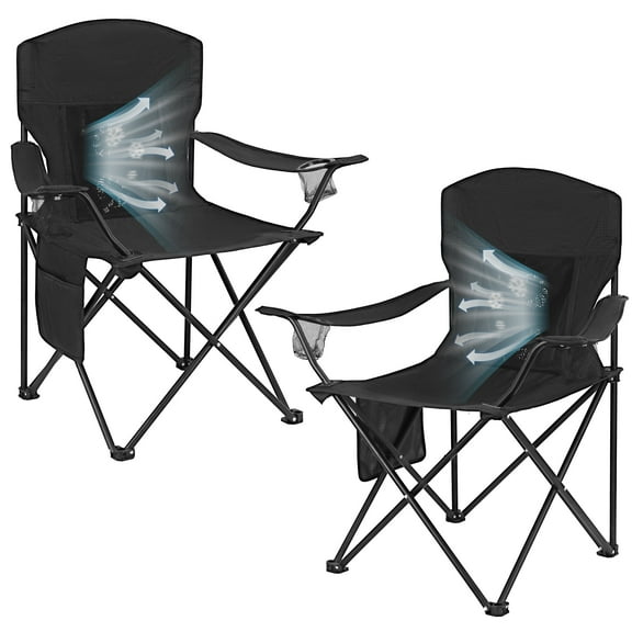 WEIDIORME Collapsible Fan Camping Chairs with Camping Chairs 2Pcs, Dark Gray