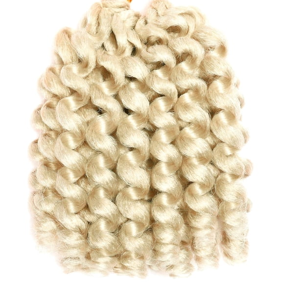 WEIF-100 Strands Short Jamaican Bounce Crochet Hair Honey Blonde 5 Packs 2X Ringlet Wand Curl Crochet Hair 8 Inch Curly Crochet Hair Extensions Curly Crochet Braiding Hair 613#