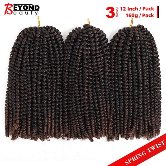 WEIF-12 inch Spring Twist Crochet Braids Hair for Butterfly Locs Bomb Twist Crochet Hair Ombre Colors Synthetic Fluffy Hair Extension 3 Packs (12 Inch, M1B 30)