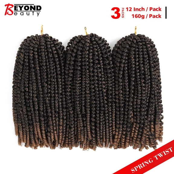 WEIF-12 inch Spring Twist Crochet Braids Hair for Butterfly Locs Bomb Twist Crochet Hair Ombre Colors Synthetic Fluffy Hair Extension 3 Packs M1B/27
