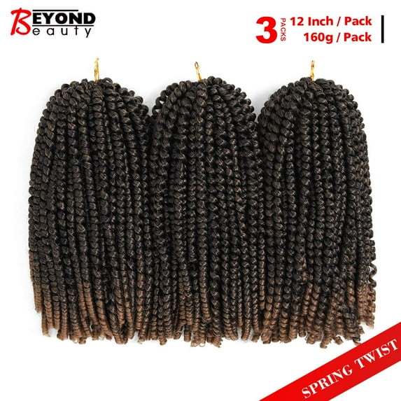 WEIF-12 inch Spring Twist Crochet Braids Hair for Butterfly Locs Bomb Twist Crochet Hair Ombre Colors Synthetic Fluffy Hair Extension 3 Packs M1B/27