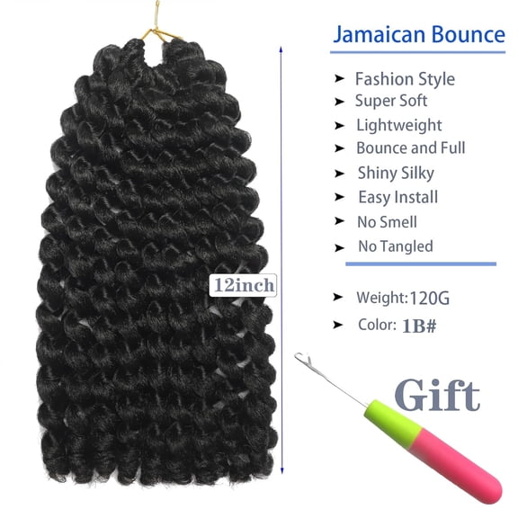 WEIF-12Inch Jamaican Bounce Crochet Hair 3 Packs 2X Ringlet Wand Curl Crochet Hair Synthetic Curly Crochet Hair Extensions Medium Shoulder Length Long Crochet Braiding Hair 20 Roots