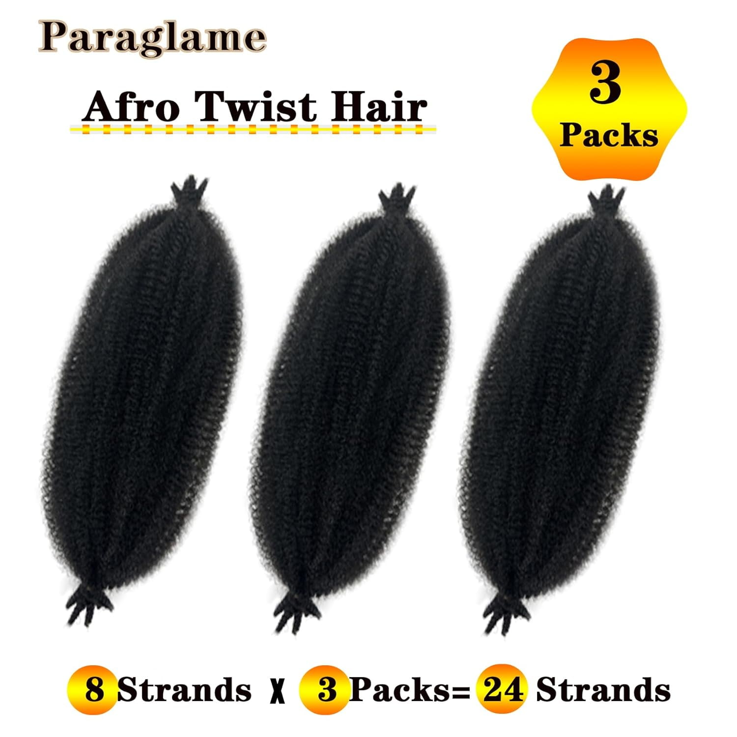 WEIF-18 Inch Springy Afro Twist Hair 3 Packs Marley Twist Braiding Hair Natural Black Soft Spring Twist Wrapping Hair for Soft Locs (18 Inch, 1B#)