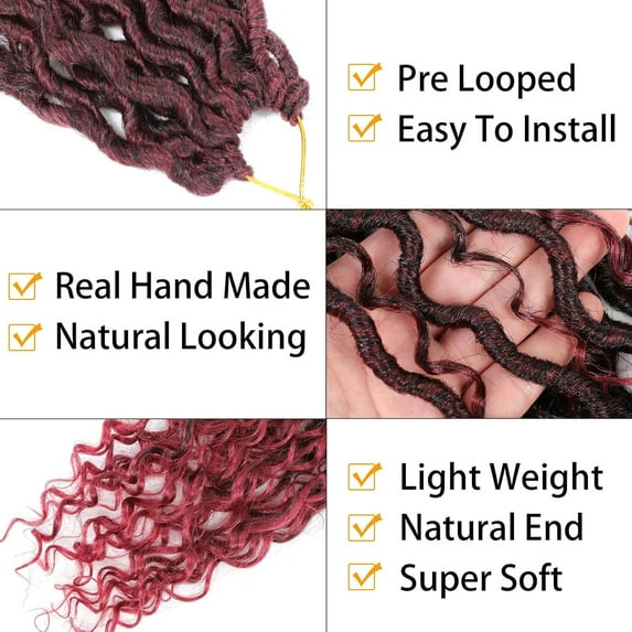 WEIF-24 Inch 8 Packs Goddess Locs Crochet Hair Natural Looking, Bohemian River Goddess Crochet Braiding Hair Trendy & Edgy Faux Locs Crochet Hair Fashion for Women Kids (#1B/Bug)
