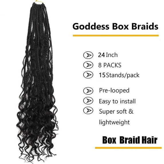 WEIF-24 Inch Boho Box Braids Crochet Hair 8 Packs Bohemian Crochet Box Braids with Curly Ends Goddess Box Braids Synthetic Crochet Hair for Black Women #2