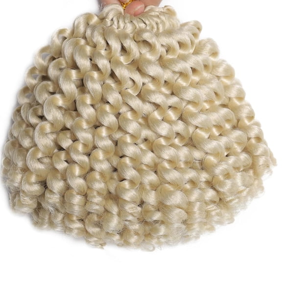 WEIF-3 Packs Jamaican Bounce Crochet Hair 2X Ringlet Wand Curl 8 inch Blonde Synthetic Crochet Braids Extensions Crochet Braiding Hair 20 Roots (#613)