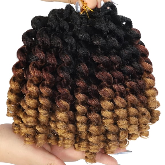 WEIF-5 Packs 2X Ringlet Wand Curly Jamaican Bounce 8 inch Short Crochet Hair Extensions Brown Blonde Ombre Crochet Braiding Hair 100 Roots