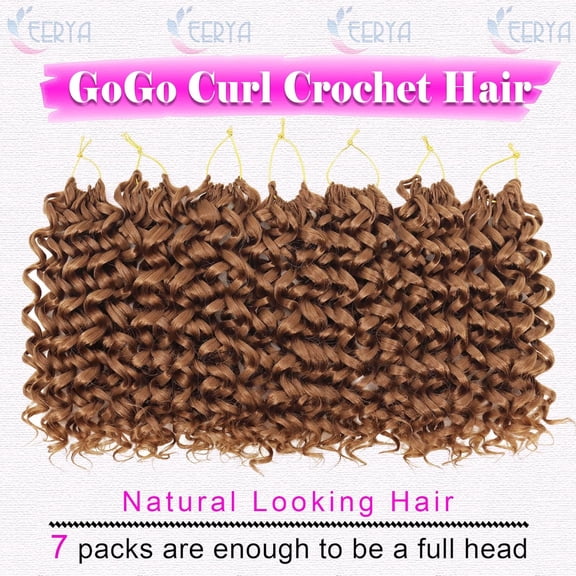 WEIF-7 Packs GoGo Curl Crochet Hair 10 Inch Short Curly Crochet Hair for Women Water Wave Beach Curl Deep Twist Crochet Braids Synthetic Braiding Hair Extensions (10 Inch, #30)