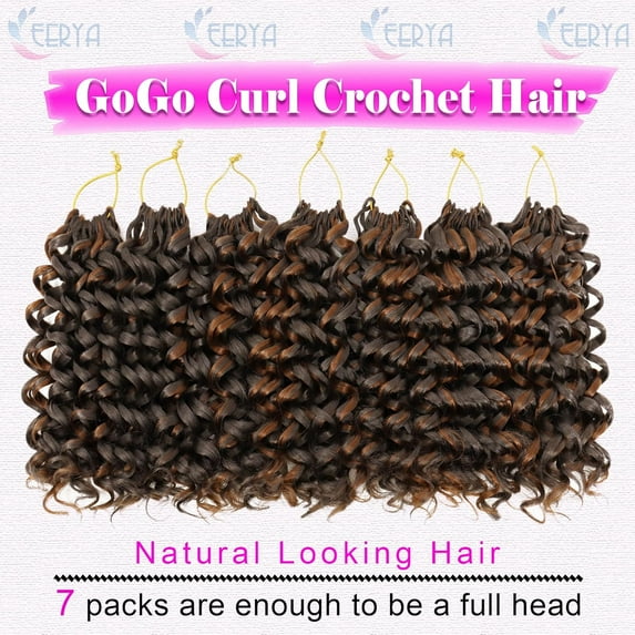 WEIF-7 Packs GoGo Curl Crochet Hair 10 Inch Short Curly Crochet Hair for Women Water Wave Beach Curl Deep Twist Crochet Braids Synthetic Braiding Hair Extensions (10 Inch, P6/30)