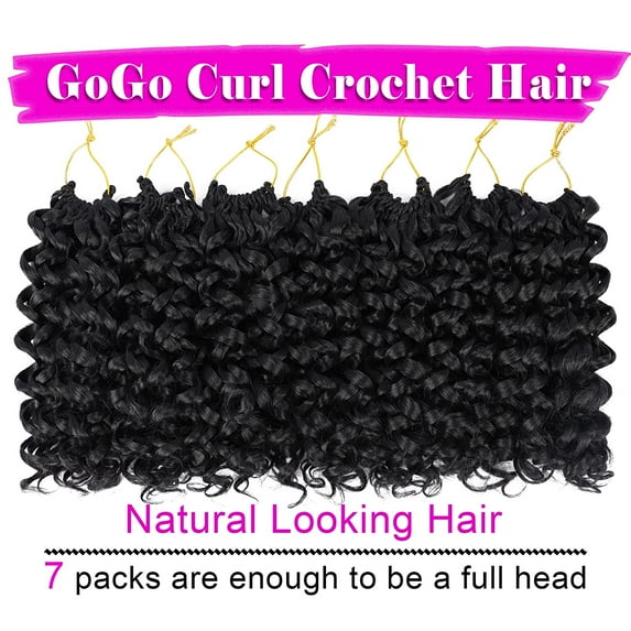 WEIF-7 Packs GoGo Curl Crochet Hair 12 Inch Short Curly Crochet Hair for Women Beach Curl Water Wave Deep Twist Crochet Braids Synthetic Braiding Hair Extensions (12 Inch, 1B)