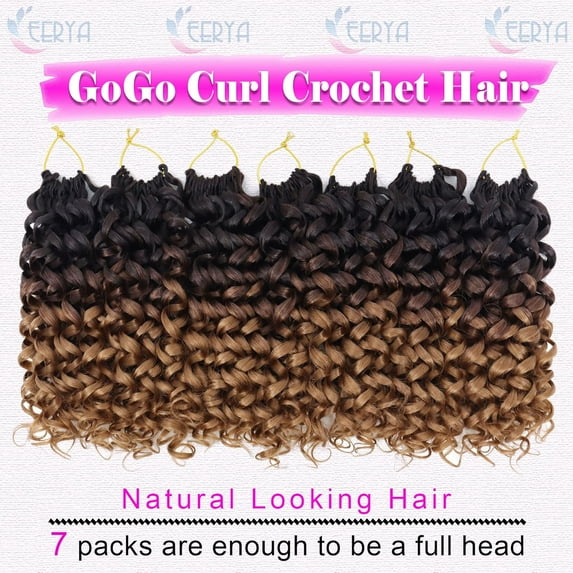 WEIF-7 Packs GoGo Curl Crochet Hair 8 Inch Short Gray Curly Crochet Hair for Women Deep Wave Beach Curl Crochet Braids Synthetic Braiding Hair Extensions(8 Inch, OT4/30)