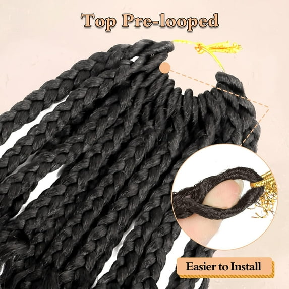 WEIF-8 Packs Boho Box Crochet Braids Pre Looped with Curly Ends - 8 Inch Goddess Bohemian Box Braids Crochet Hair for Black Women Synthetic 3X Boho Crochet Hair Extensions Pre Looped #2