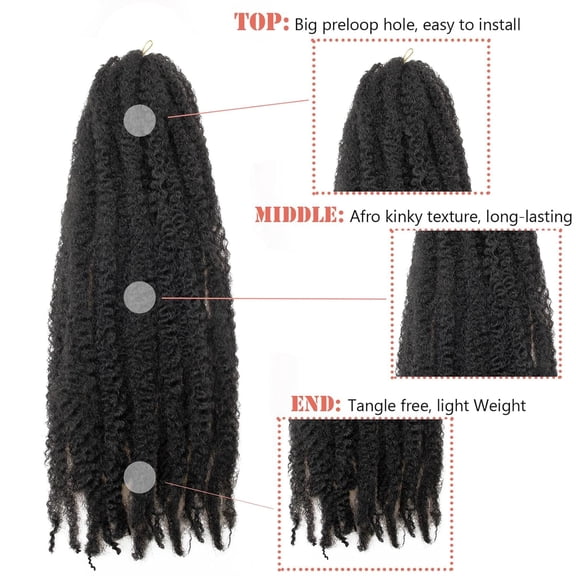 WEIF-8 Packs Marley Twist Braiding Hair 24 Inches MarleyTwist Hair Long Cuban Twist Hair Marley Afro Kinky Curly Twist Faux Locs Crochet Hair Synthetic Marley Hair Extensions