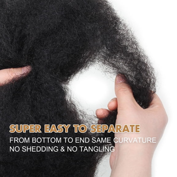 WEIF-Afro Kinkys Bulk Human Hair, 4c Kinky Curly Bundles Human Hair for Twist/Permanent Loc Extensions/Braiding/Repair Locs Can Dye and Bleach(12 inch),Black