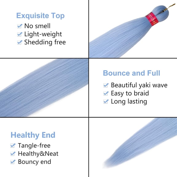 WEIF-Baby Blue Braiding Hair Extension, 28 Inches Pre Stretched Braiding Hair for hair Braids,2 Packs Yaki Texture Synthetic Braid Hair