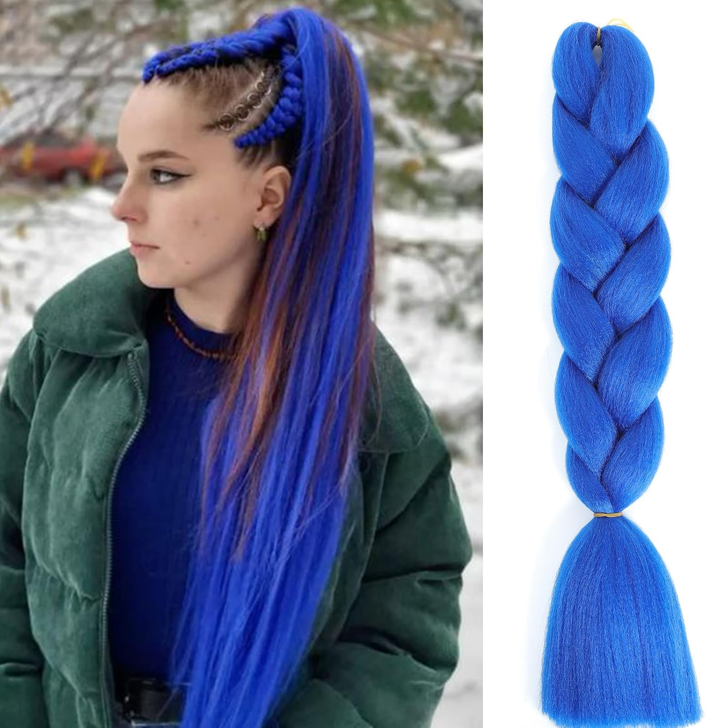 WEIF-Blue Braiding Hair For Braids 3pcs Blue Hair Extensions High
